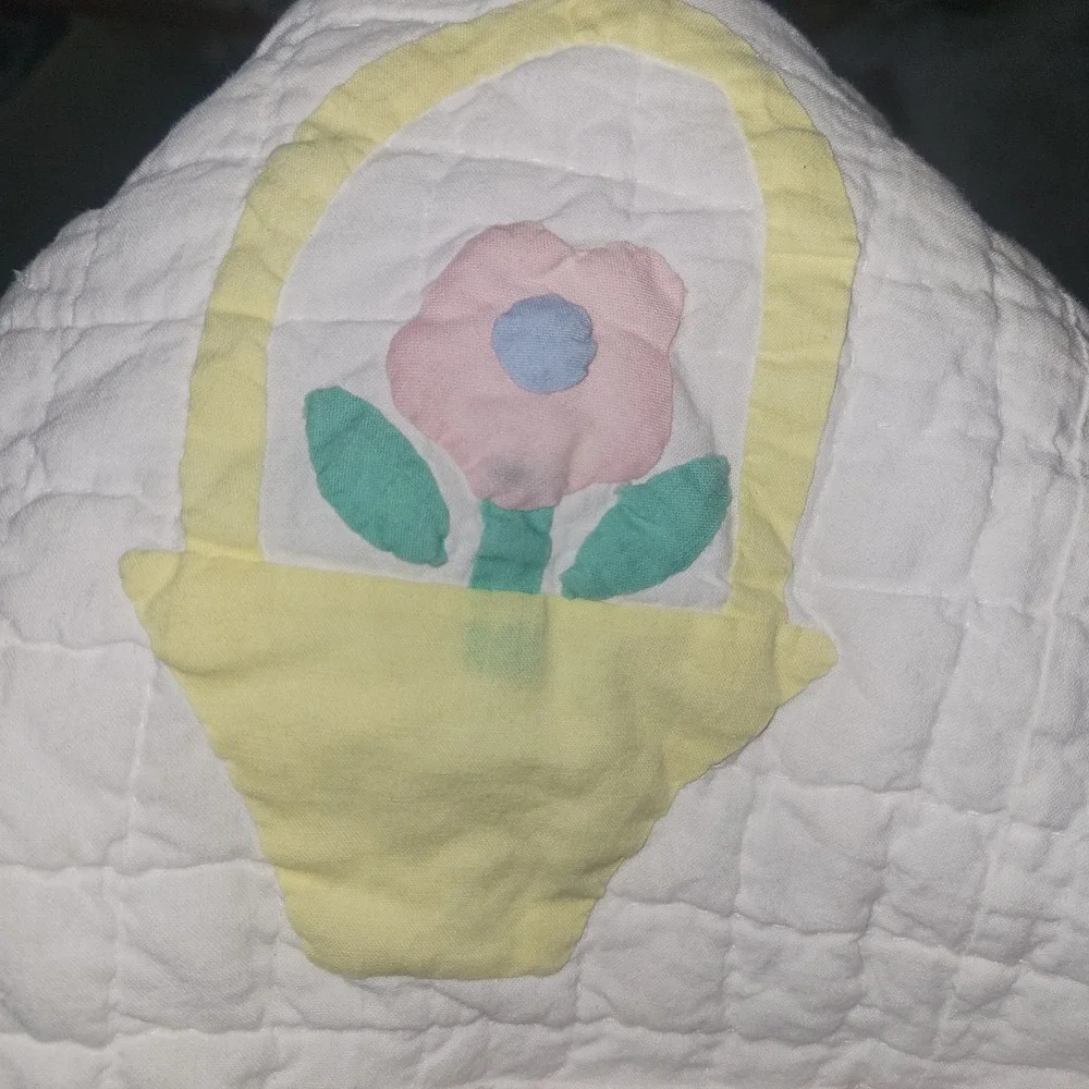 Vtg Handmade Amish Baby Quilt Blanket Irish Chain 8 Point Star Flower Basket
